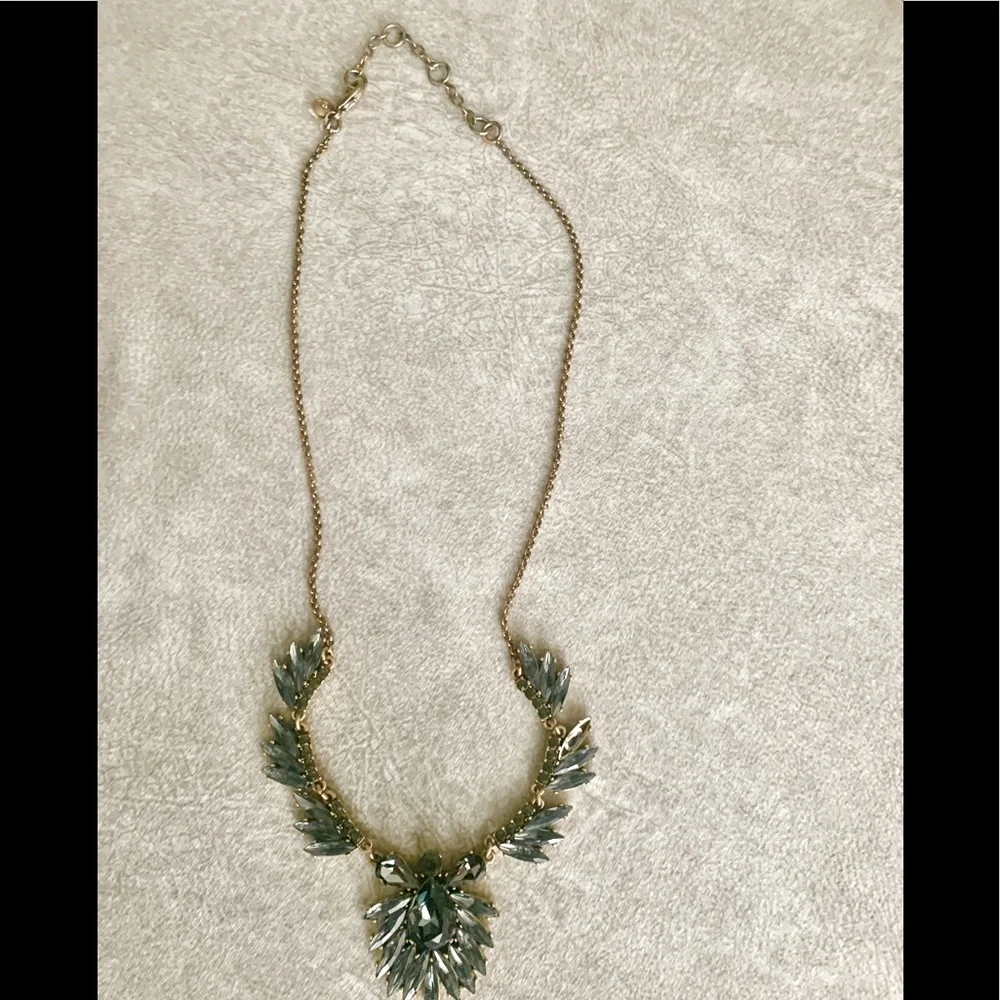 J. Crew blue/grey tone crystal statement necklace. Longer length. - Picture 2 of 6